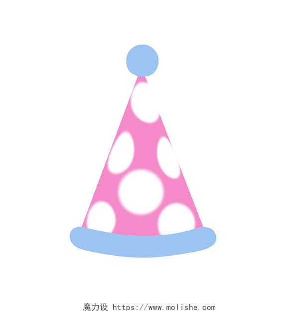 彩色粉色系圆点生日卡通图案帽子生日帽